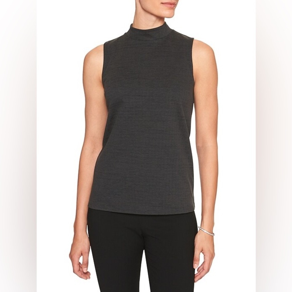 Banana Republic Charcoal Cotton Blend Mock Neck Top (XS)